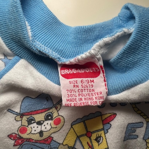 Vintage Ride Em' Cowboy Teddy Bear Sweater Lasso Rocking Horse Stars Baby Blue - Picture 4 of 9